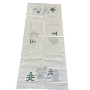 Vintage Christmas Cross stitch table runner Snow Eskimos